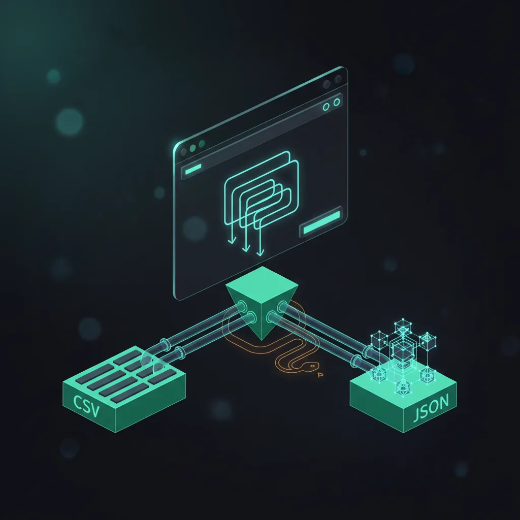 How to Export Scraped Data to CSV and JSON — conceptual illustration
